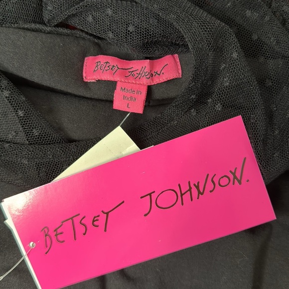 Betsey Johnson Black cotton dress with mesh and ruffle detail NWT - Picture 7 of 7